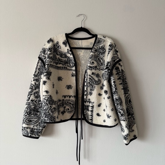 Paisley Sherpa Front-Tie Jacket - Picture 2 of 6